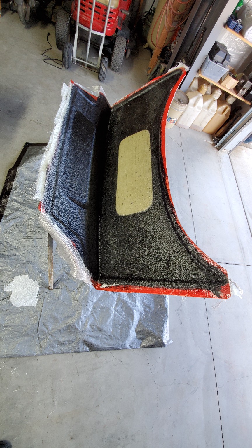 Underside detail of a lightweight fiberglass panel for the E36 race car
