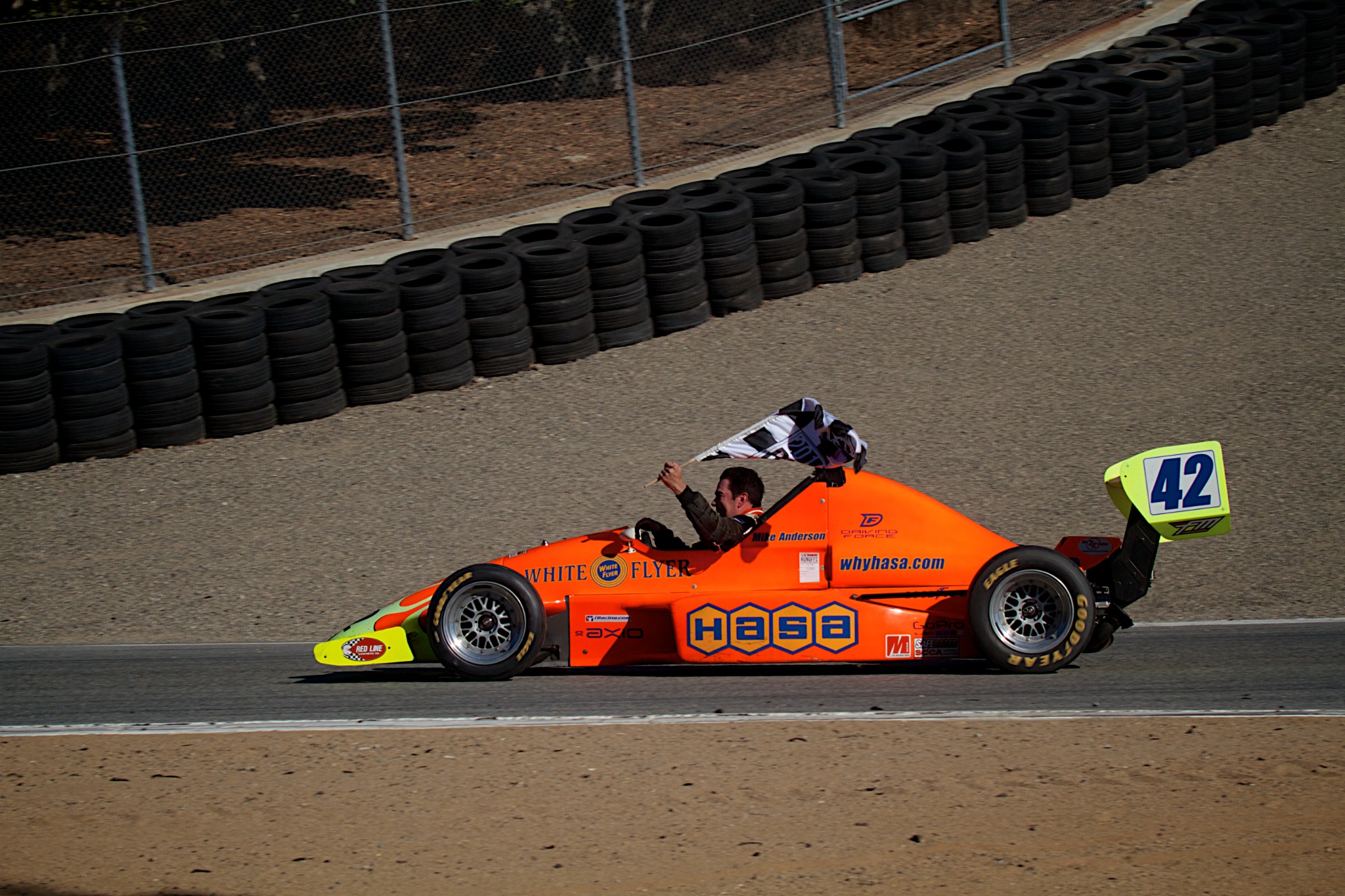 Mike Anderson in the number 42 Formula Mazda at Laguna Seca