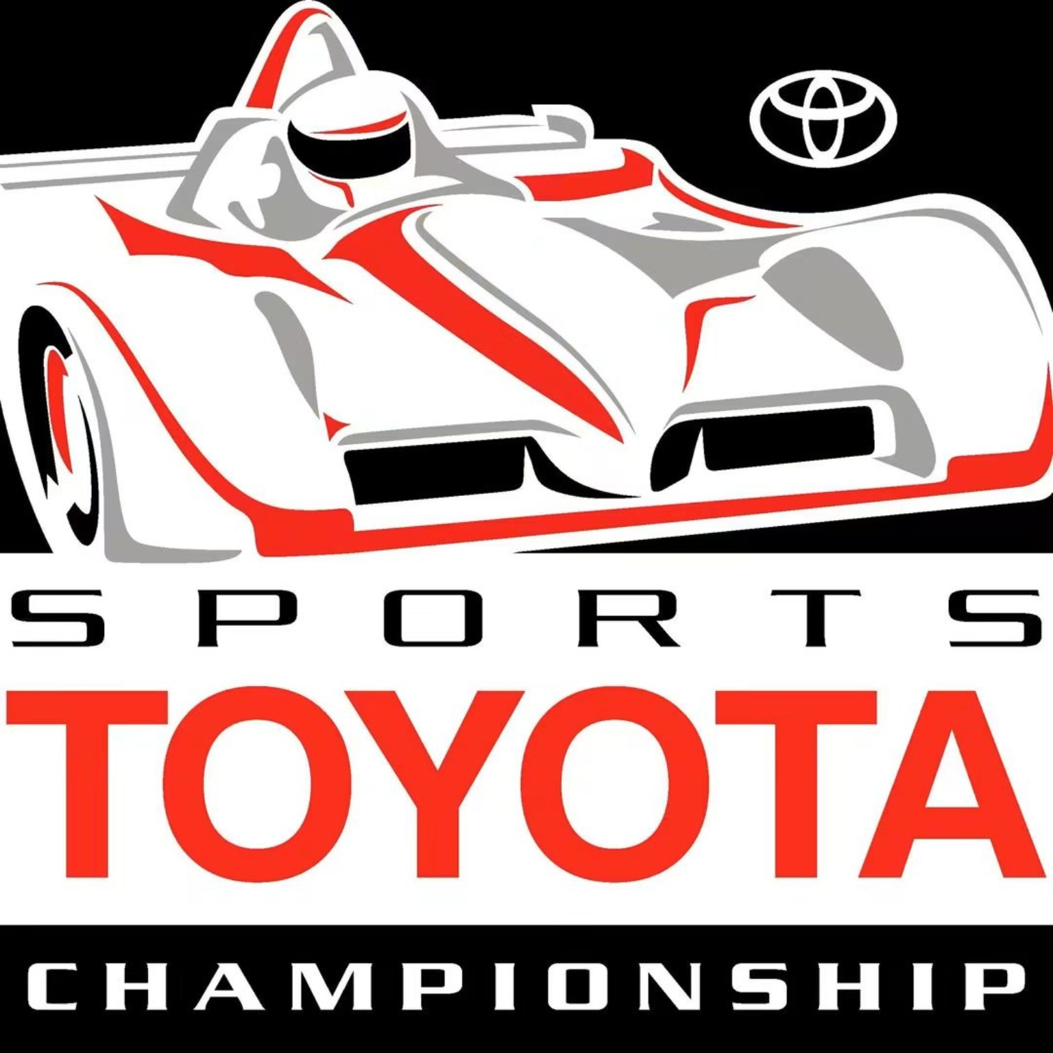Period Sports Toyota Championship logo and race-car illustration